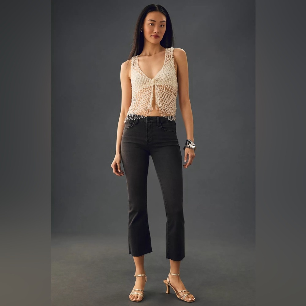 EUC Anthropologie FRAME Le Crop Mini Boot Jeans in BLACK, Size 32